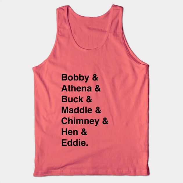 9-1-1 Character Names (in black) Tank Top by sunnydelight